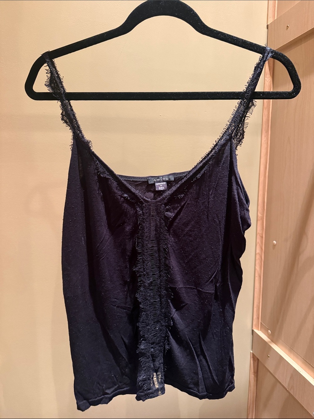 Black Fringe Trim Cami Tank Top